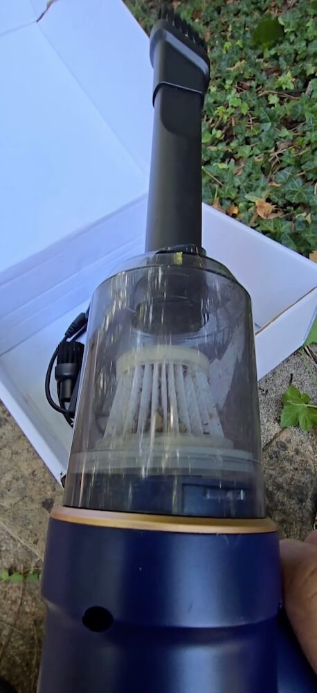 A close up of the filter, which has a clear cover around it.